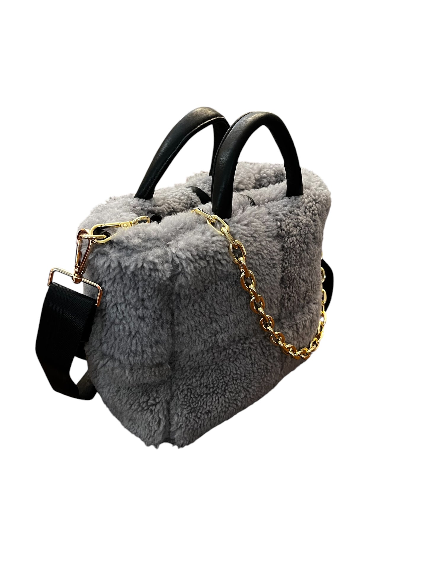 My Italian Happy Bag. Faux Shearling Gray